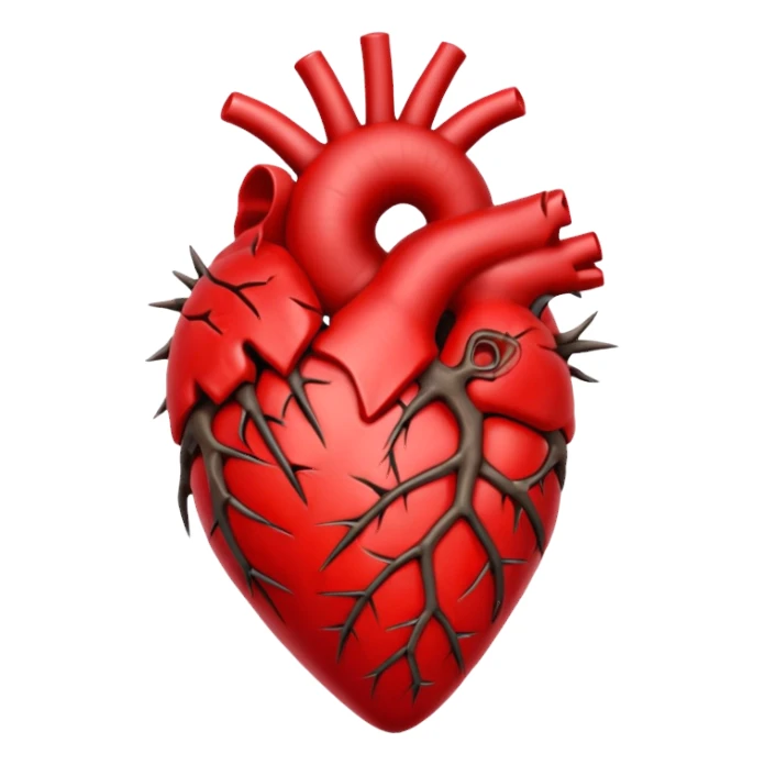 anatomical heart wrapped in thorns sticker