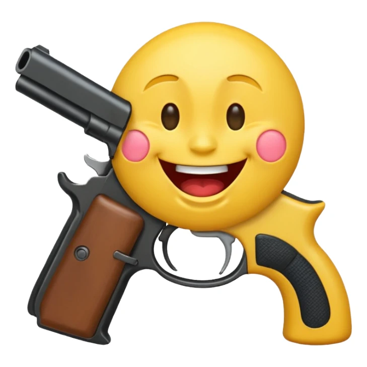 Laughing emoji with gun facing it  sticker