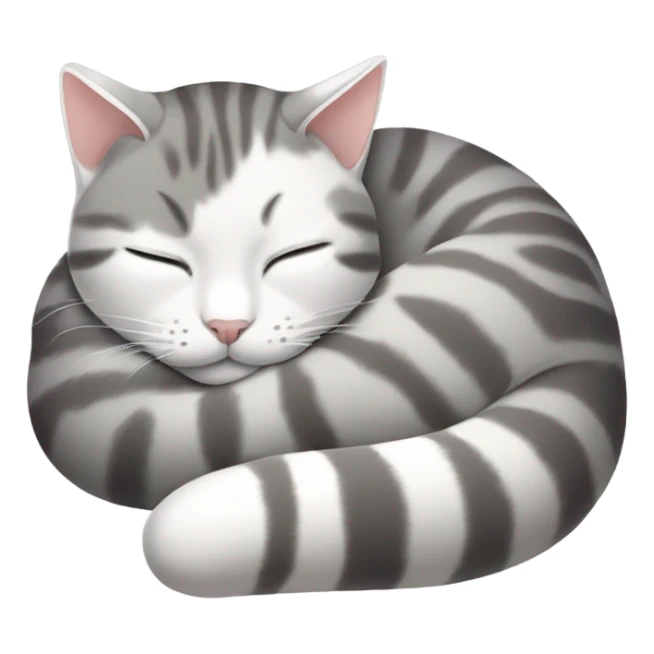 gray and white tabby cat sleeping  sticker
