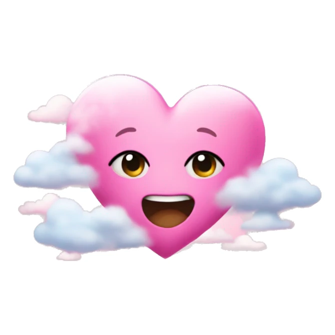 Pink heart with clouds cutie sticker