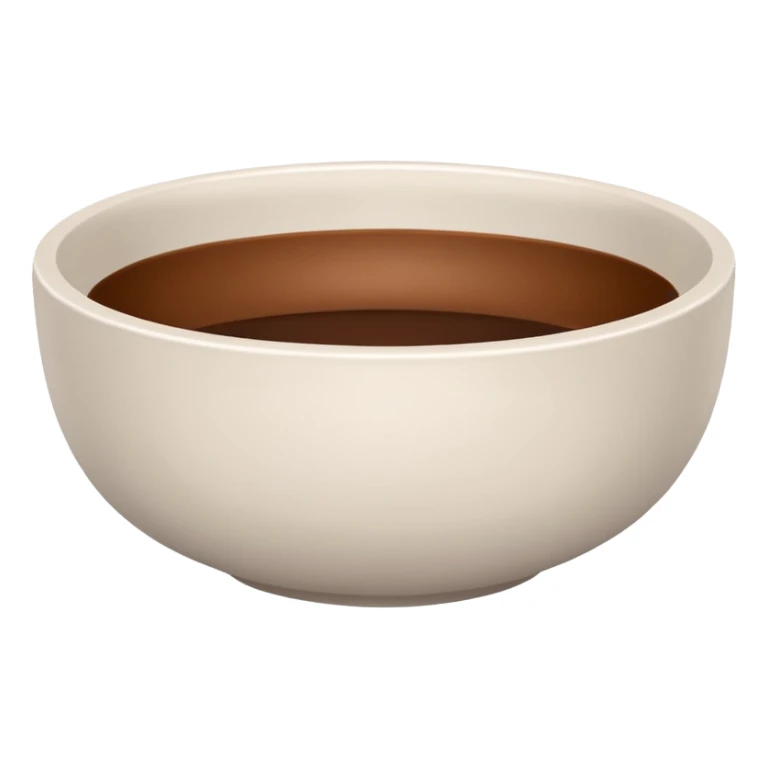 white bowl with a simple brown color inside, no liquid or gloss sticker