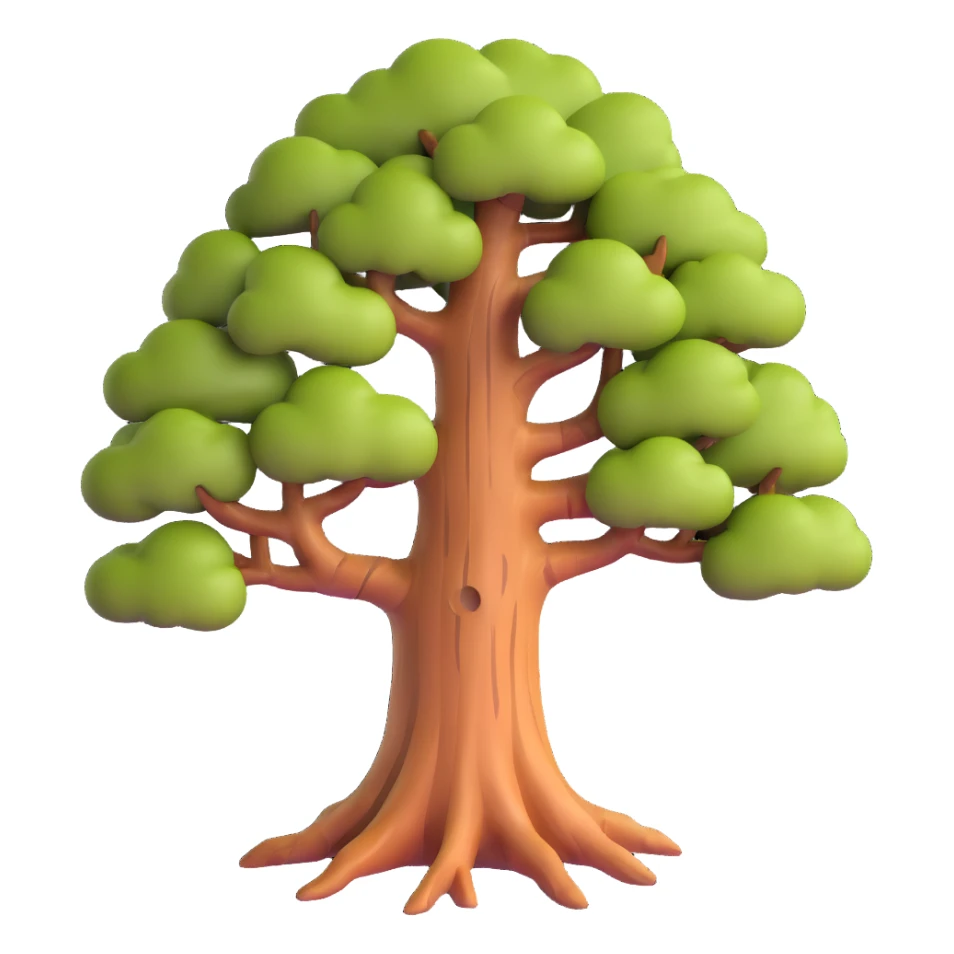 realistic tree with detailed bark texture sticker