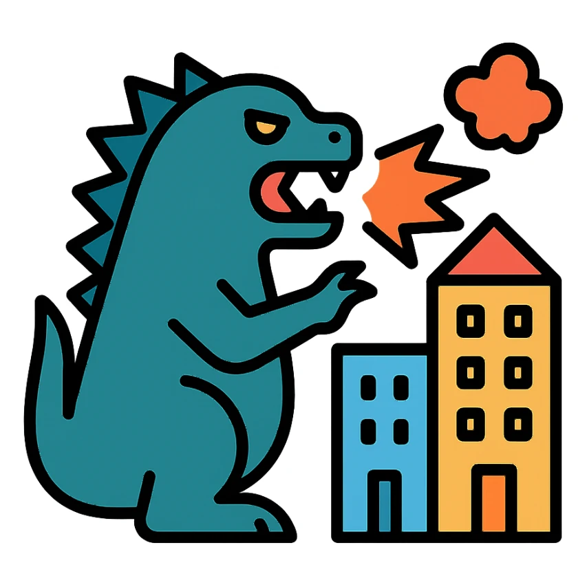 Godzilla attacking a city sticker