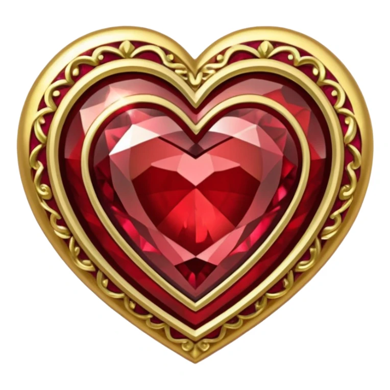 Gold heart with garnet border sticker