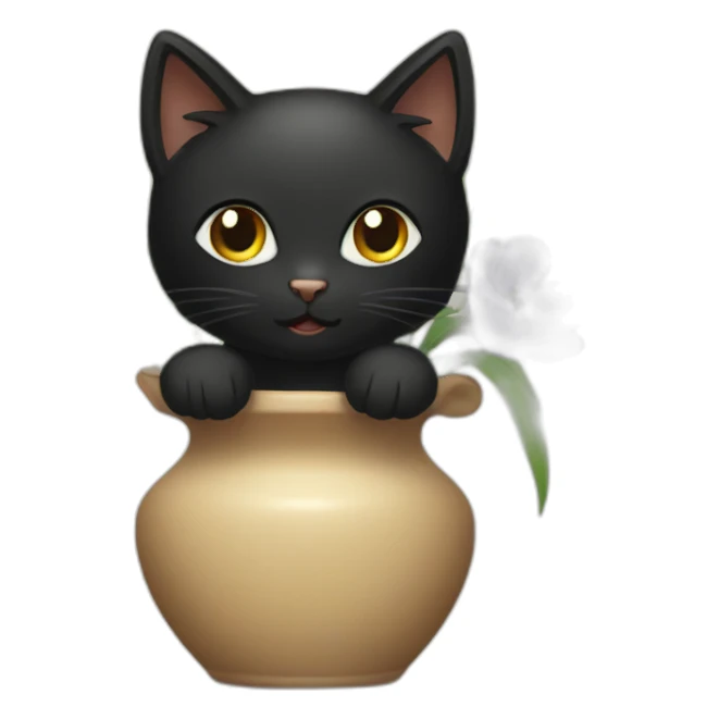 a black cat in a vase sticker