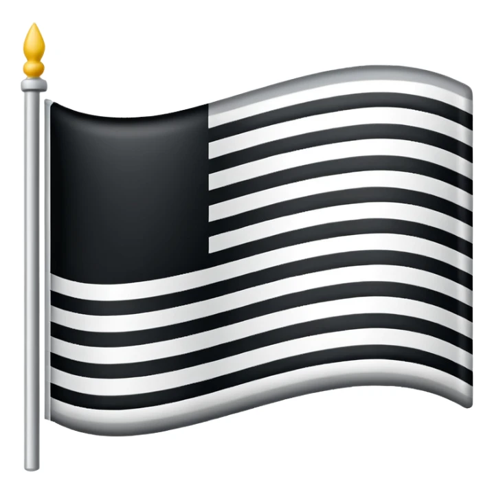 A simple flag with three black horizontal lines and three white horizontal lines, no stars and no moon sticker
