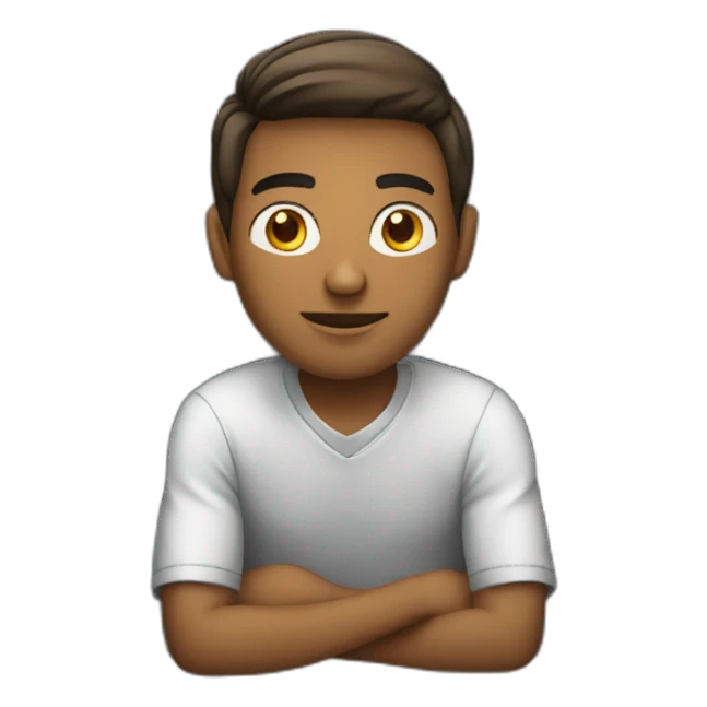 working in a computer young man sitting focus sticker