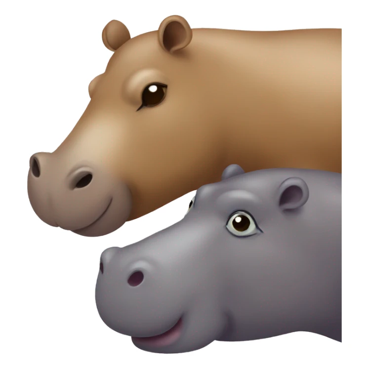 Capybara and Hippo kissing sticker