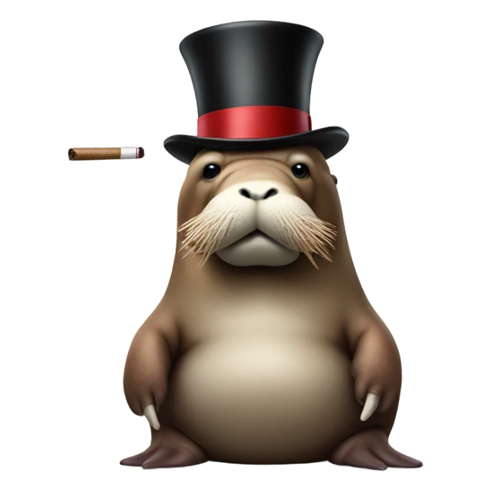 Walrus in top hat with cigar sticker