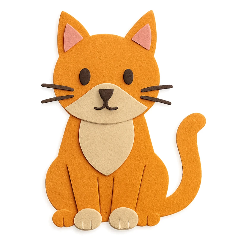 cat sitting with simple background in paper-craft style sticker