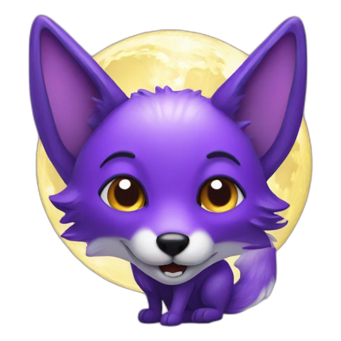 Purple fly fox and moon sticker