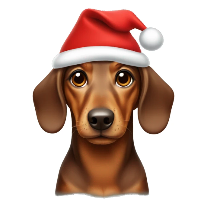 Brown Dashund with Christmas hat sticker