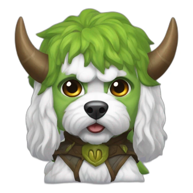 White cavapoo as Orc from World of Warcraft  sticker