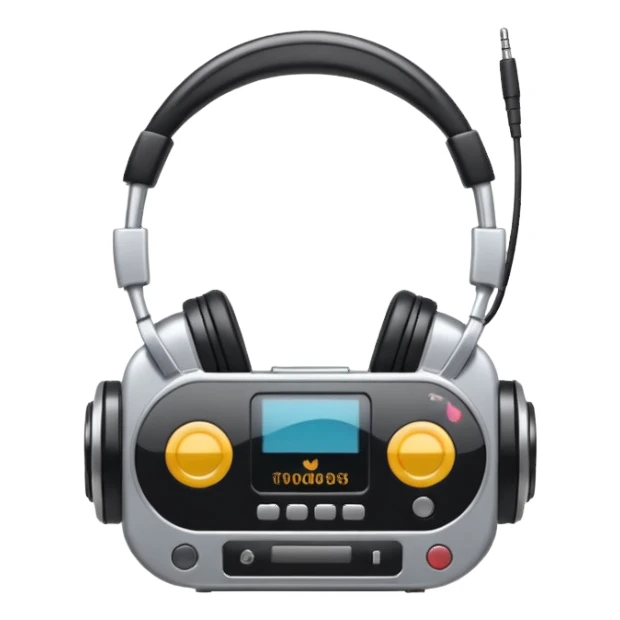 circular walkman with an headphone sticker