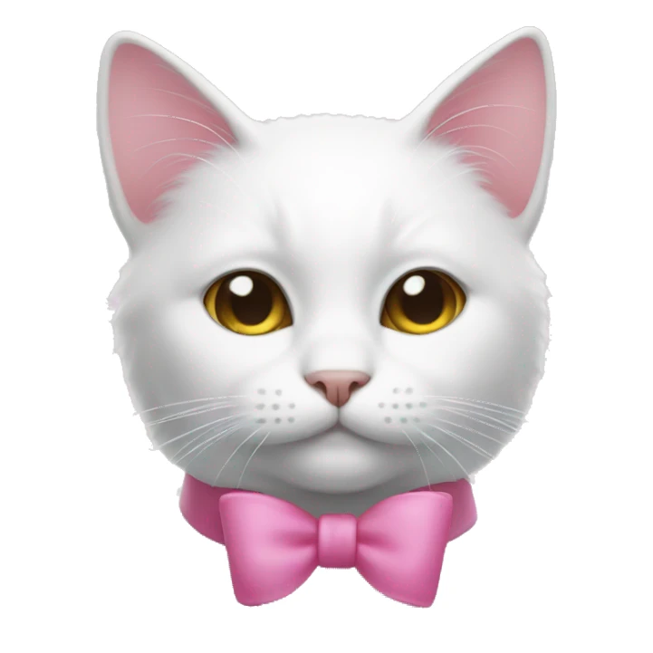 a white cat with a pink bow sticker