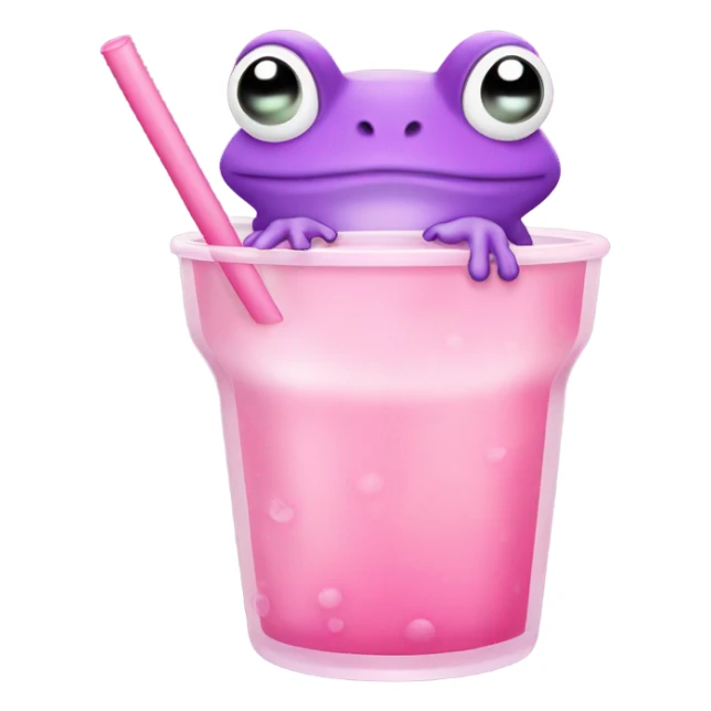 A light purple frog drinking pink boba sticker