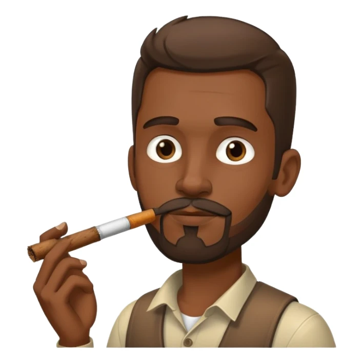 thin, long, dark with goatee Man Smoking some wood sticker