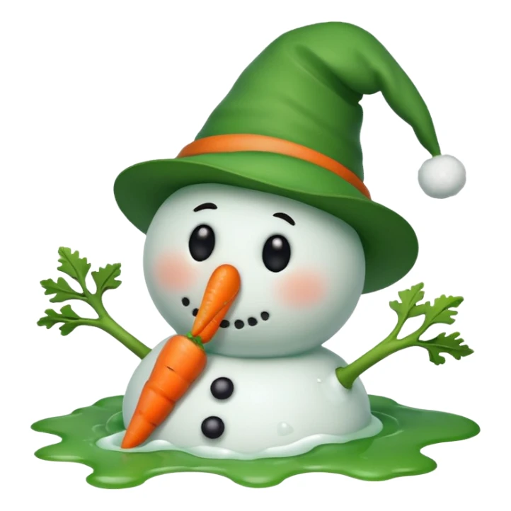 melting snowman with green hat sticker
