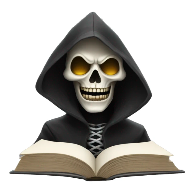 happy human reaper face with book sticker