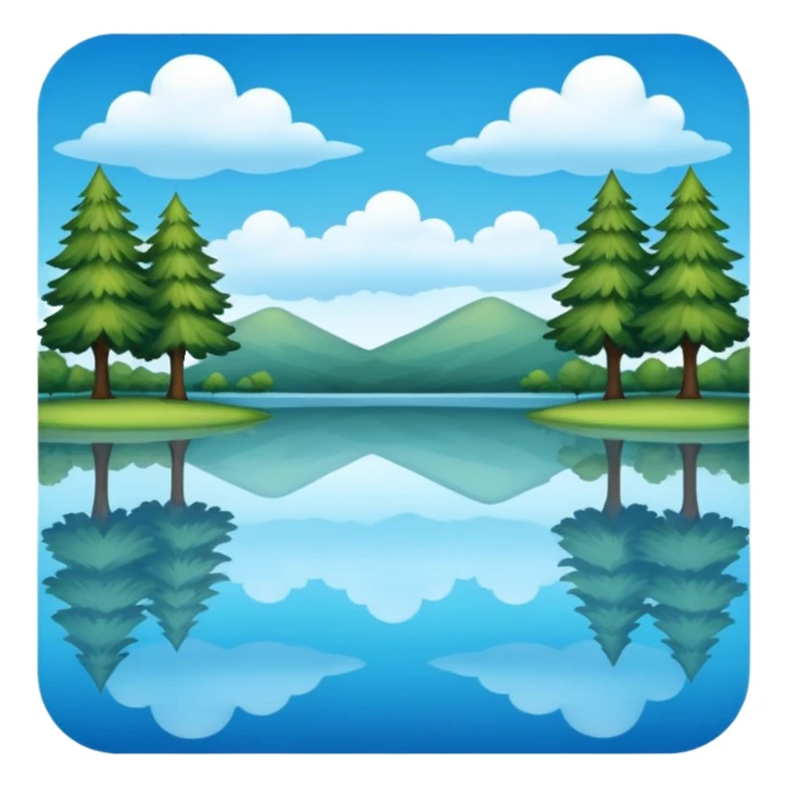 water surface with sky and trees mirrored, reflection sticker