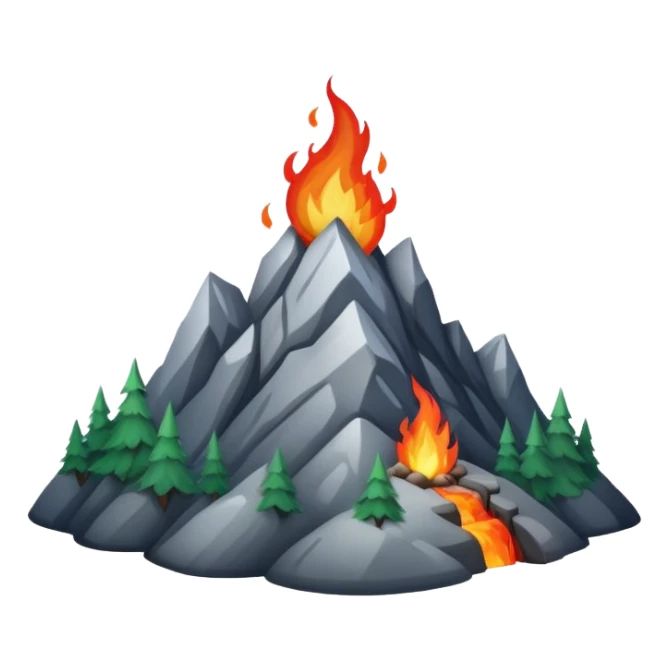 mountain with fire sticker