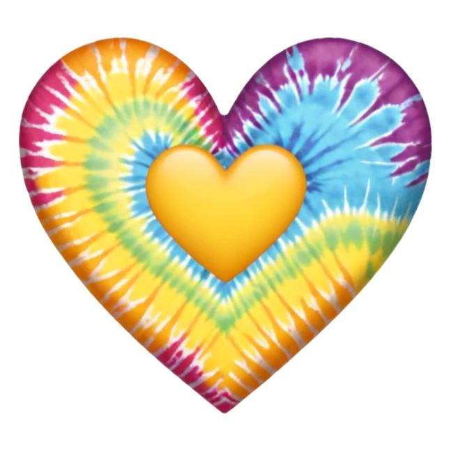 yellow heart with a tie-dye pattern sticker