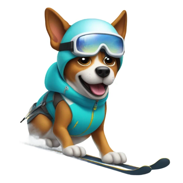 Skiing dog sticker