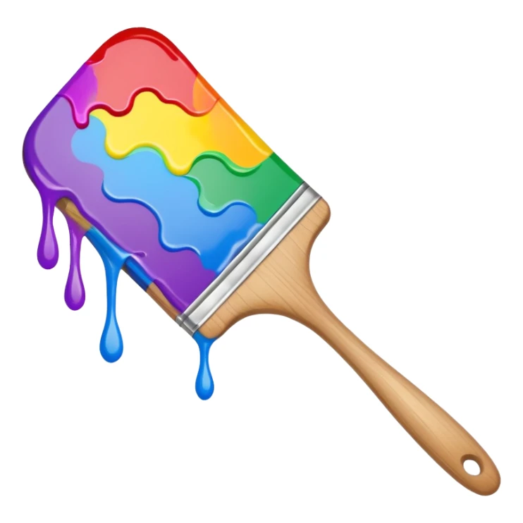 paint brush with raindow paint sticker