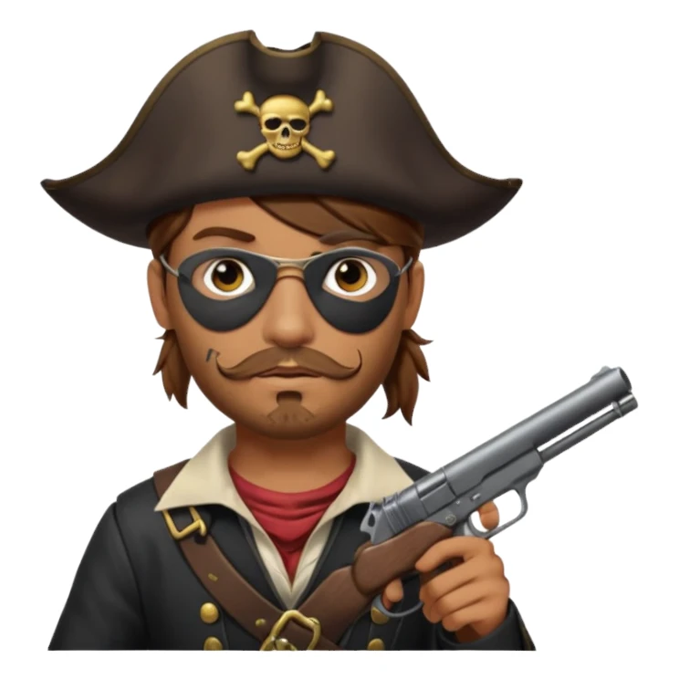 Pirates patch on left eye hoarding a gun sticker