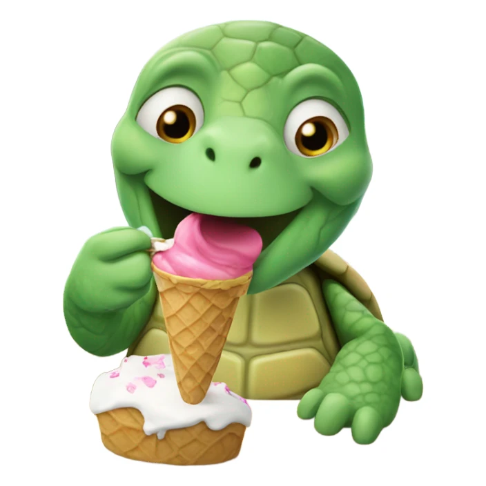 Turtle eating ice cream sticker