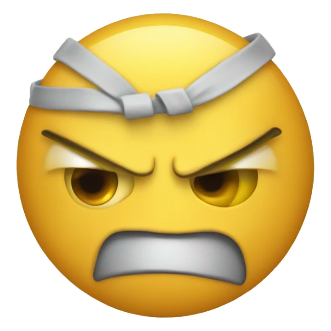 Angry yellow emoji face with eye black sticker