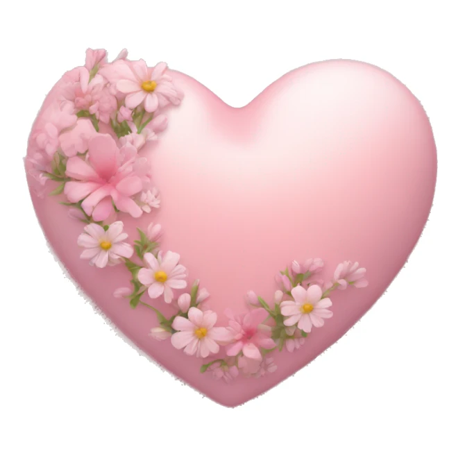 Delicate pink heart and flowers inside sticker