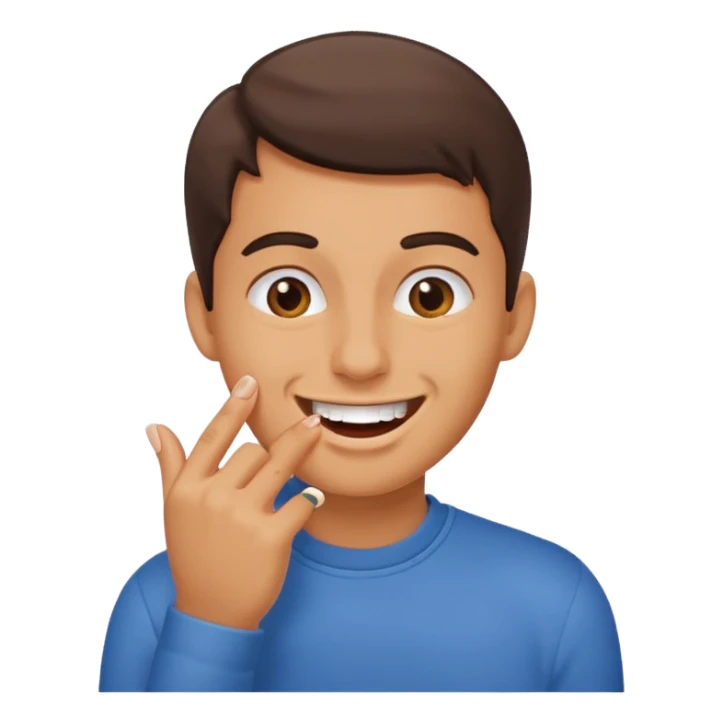 Biting fingernail and smiling sticker