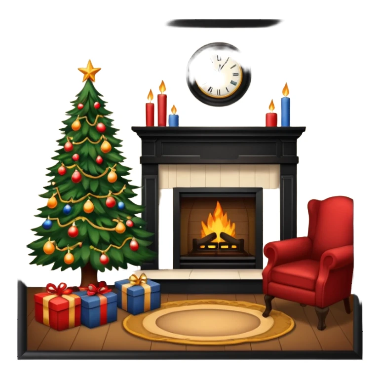 Interior early American Christmas scene sticker