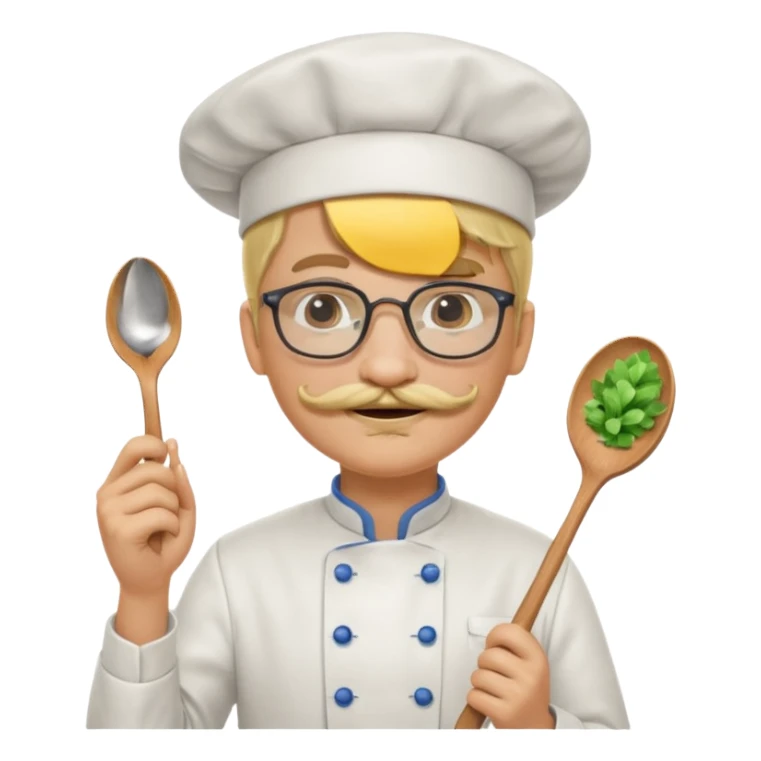 chef with spoon, blonde, with mustace, wearing glasses sticker