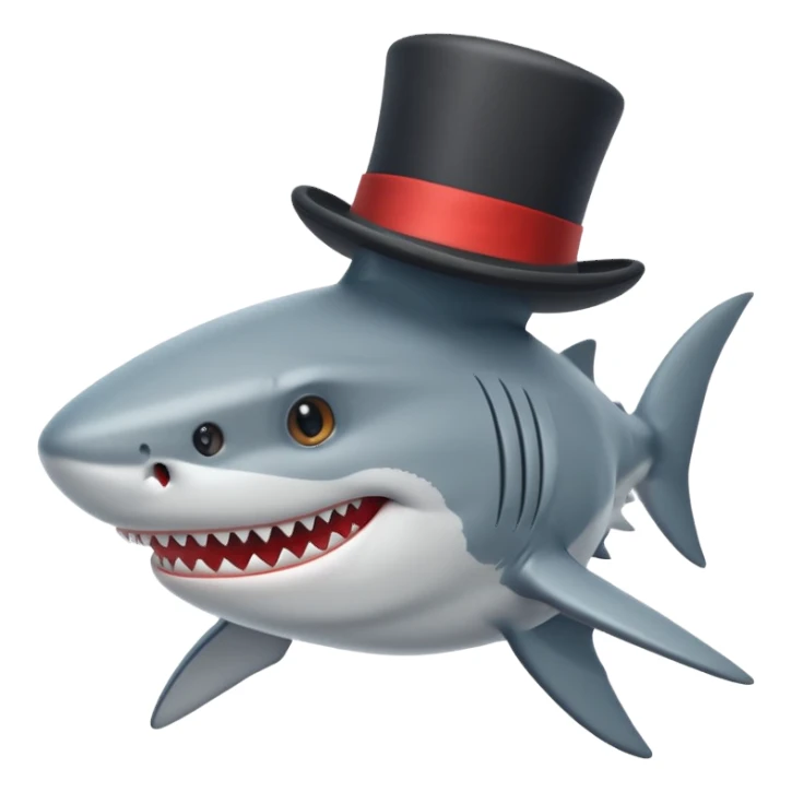 Shark with a top hat sticker