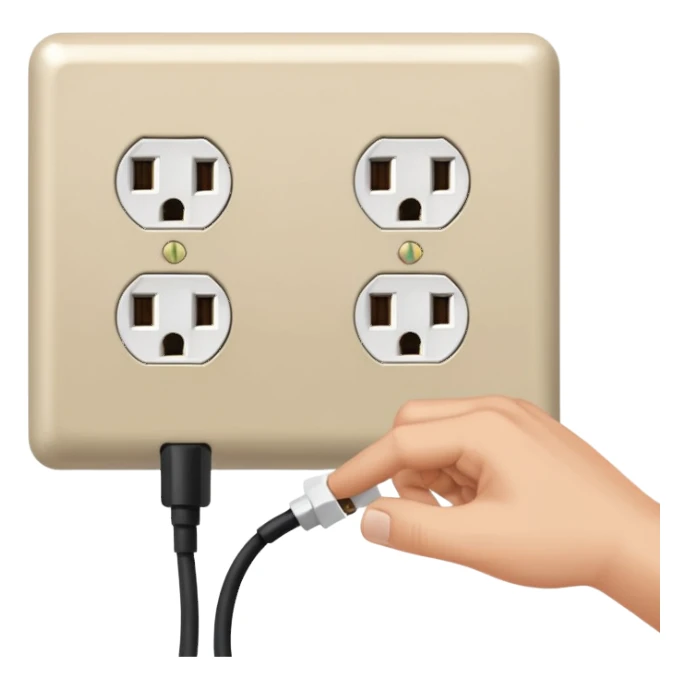 plugging a plug to an outlet sticker