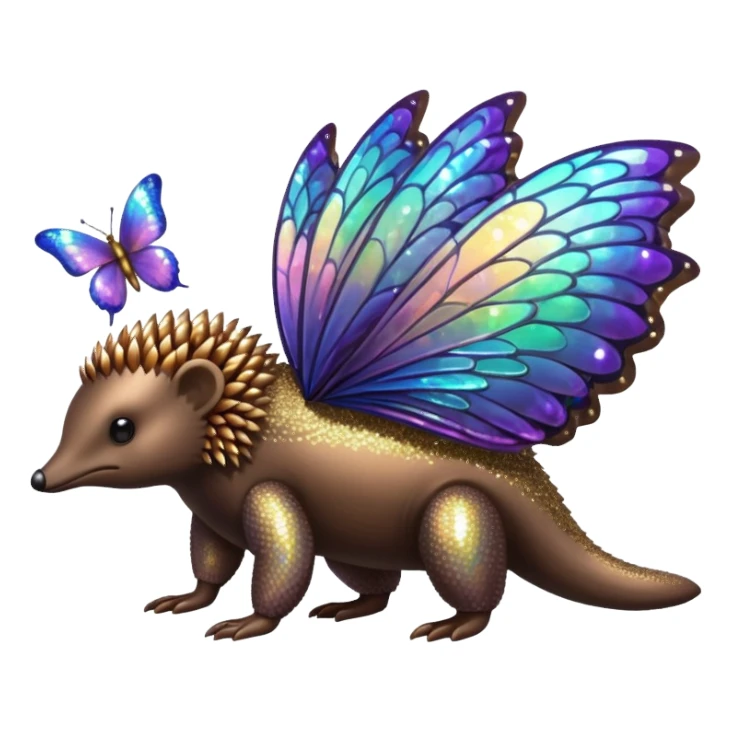 echidna with butterfly wings and sparkle sticker
