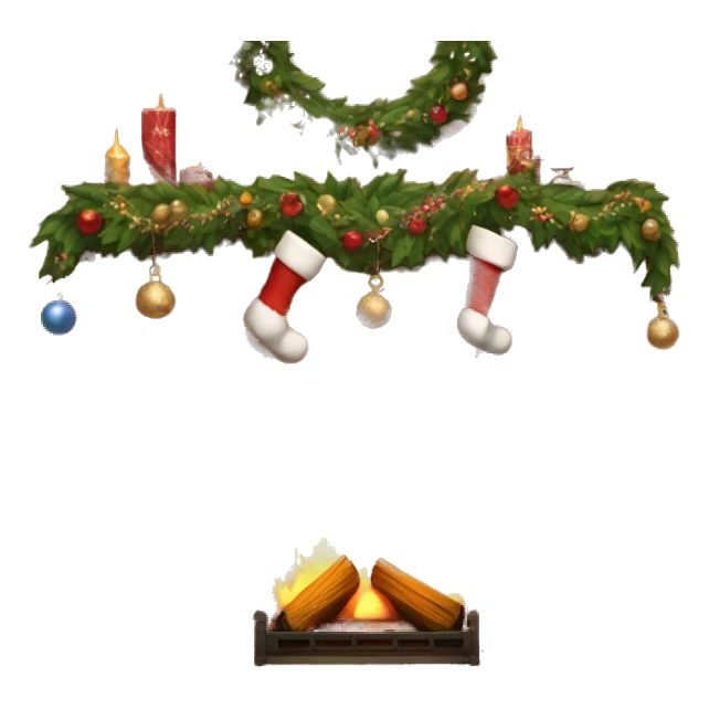 red fireplace decorated for christmas  sticker