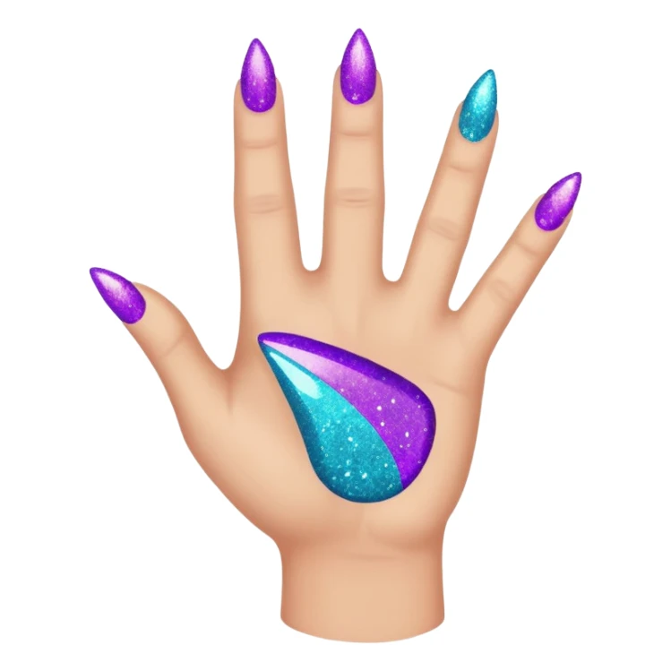 Glitter Roxo e Ciano Mão apontando para direita sticker