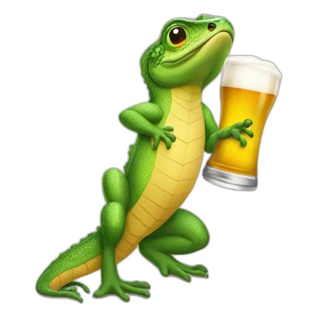 Lezard drink beer sticker