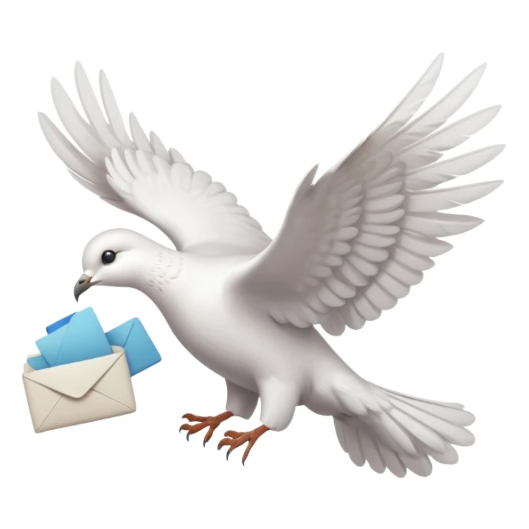 a dove flies with a letter sticker