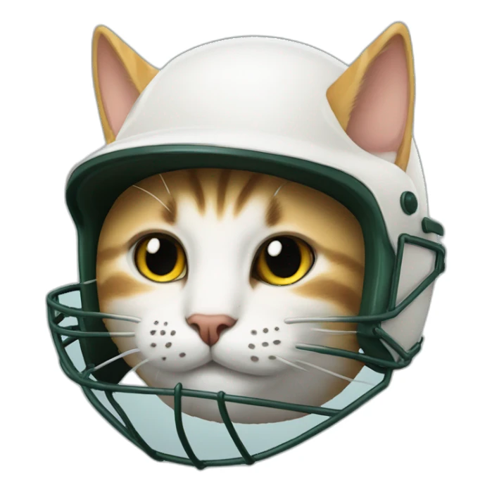 cat waering cricket helmet sticker