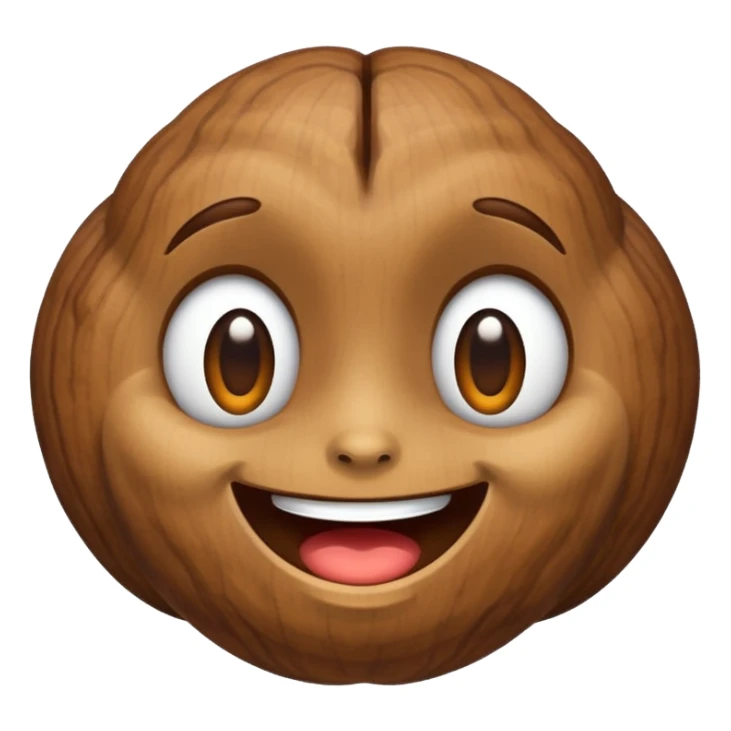 walnut, cheerful expression, no text sticker