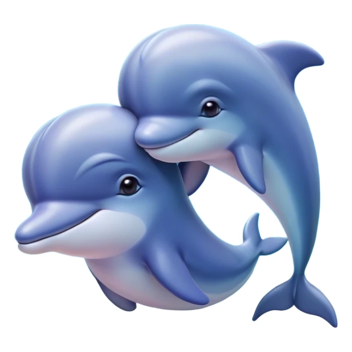 Cinematic Huggable Dolphin Portrait Emoji, Embracing a cuddly, rounded form with a soft, inviting silhouette and a gentle, warm smile, featuring smooth, glossy skin and large, endearing eyes that sparkle with affection, Simplified yet irresistibly adorable features, highly detailed, glowing with a tender, pastel aquatic glow, high shine, comforting and delightful, stylized with an air of plush marine lovability, soft glowing outline, capturing the essence of a super cute dolphin that seems as if it could be hugged into your heart! sticker