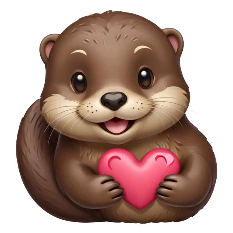 Smiling Otter with a heart sticker