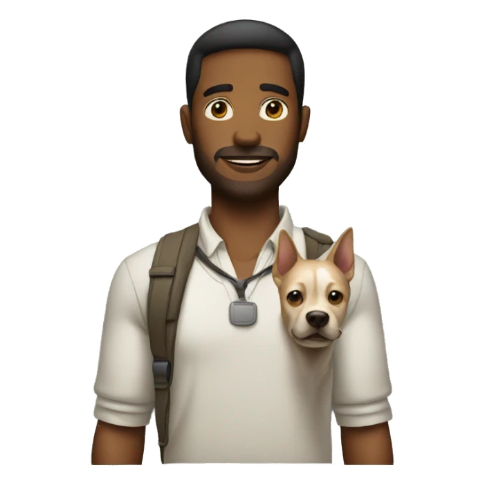 A man with dog sticker