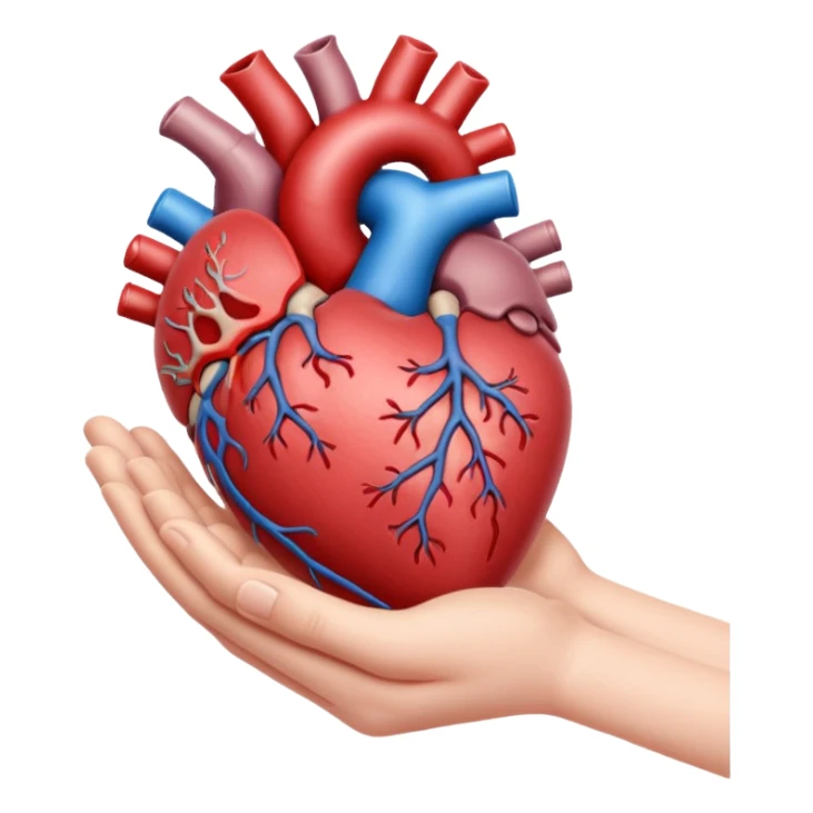 hand holding heart organ sticker