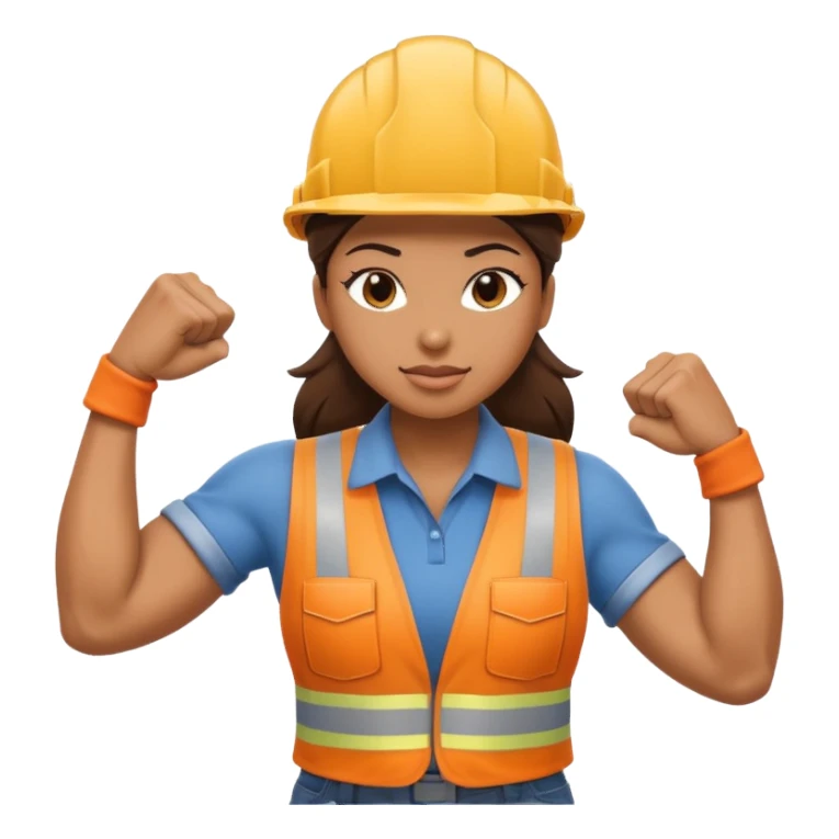 construction worker flexing her muscles sticker