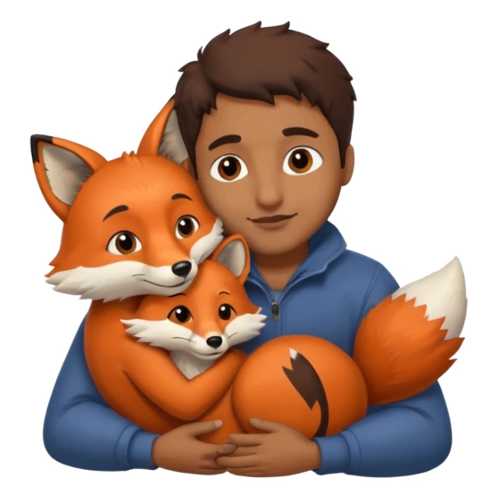 A fox and a brown guy cuddling sticker